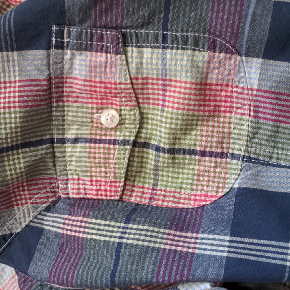Tommy Hilfiger Shirt button up Long Sleeve Plaid Pink Blue Green XL - Picture 6 of 12